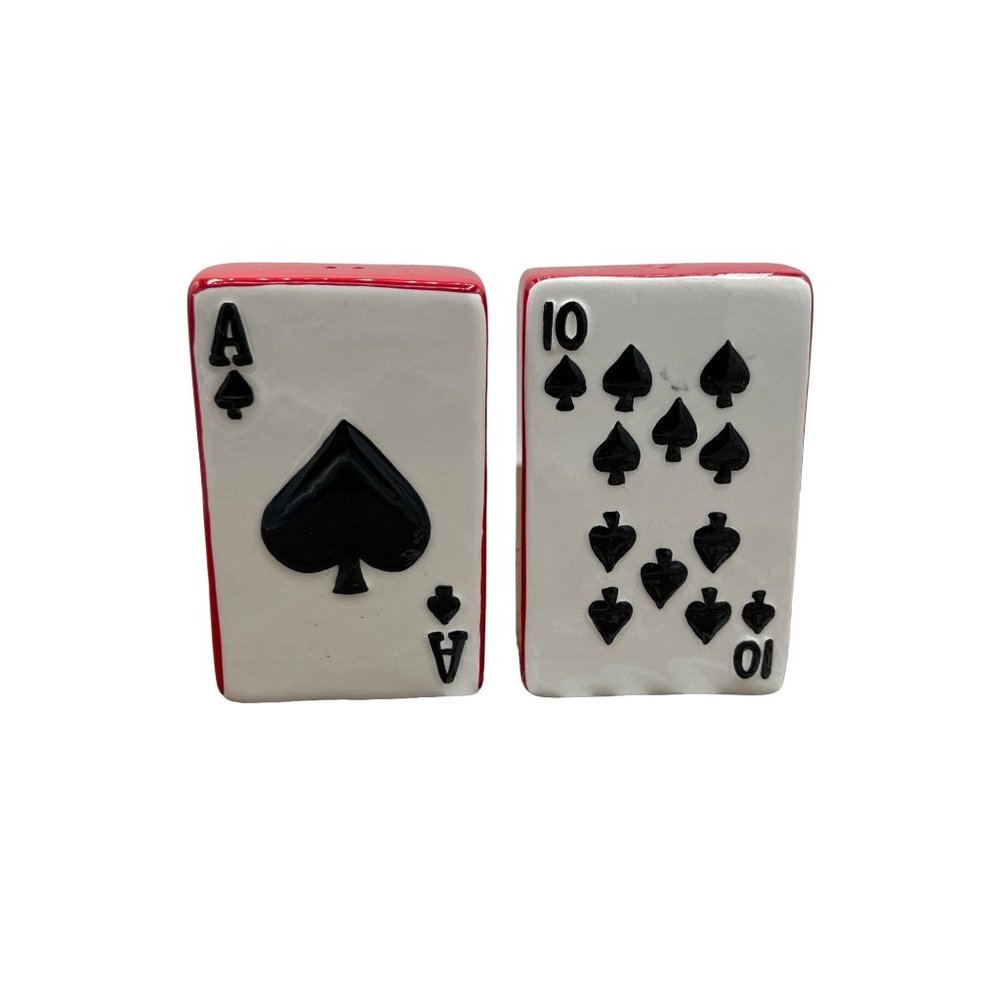 Poker Ace of Spades 10 of Spades Salt and Pepper Shaker made exclusively for lot